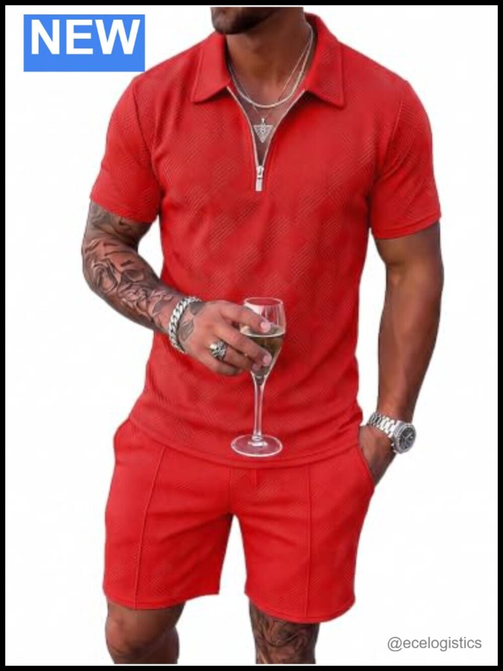 Men's 2 Piece Track Suit Set Short Sleeve Athletic Casual Outfit with Pockets